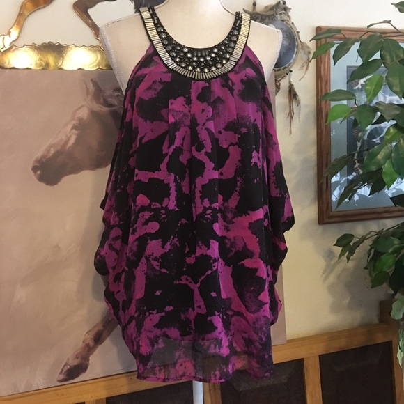 bebe Tops - Bebe two piece beaded neckline silk top M